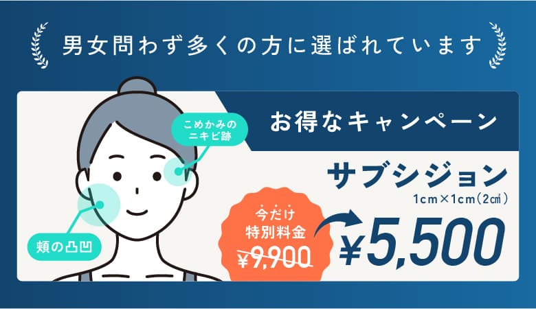 男女問わず多くの方に選ばれています サブシジョン1cm×1cmが5,500円