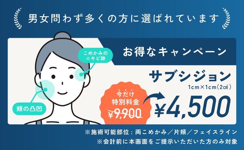 男女問わず多くの方に選ばれています サブシジョン1cm×1cmが5,500円