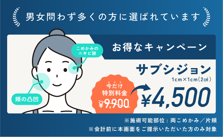 男女問わず多くの方に選ばれています サブシジョン1cm×1cmが5,500円