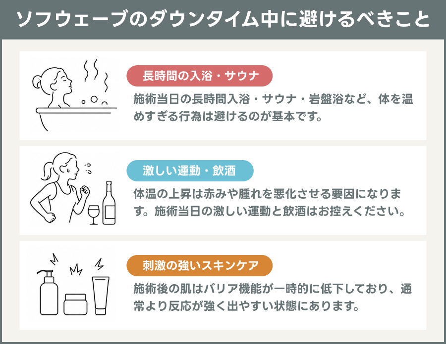 ソフウェーブのダウンタイム中に避けるべきこと｜ライブリークリニック